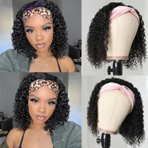 Perruque curly afro avec bandeau intégré