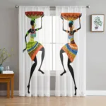 Rideau voilage danseuse africaine décoratif