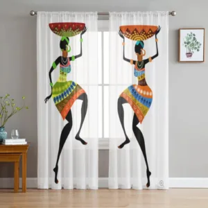 Rideau voilage danseuse africaine décoratif