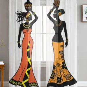 Rideau voilage motif femme africaine en déco africaine