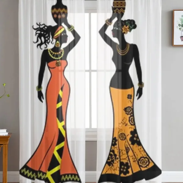 rideau-voilage-motif-femme-africaine-1 Rideau voilage motif femme africaine en déco africaine