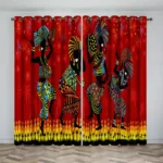 Décoration africaine avec rideaux en tissu colorés et élégants