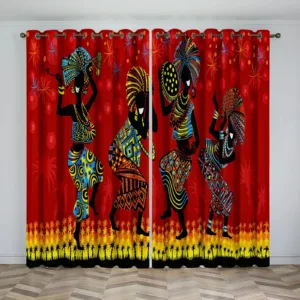 Décoration africaine avec rideaux en tissu colorés et élégants