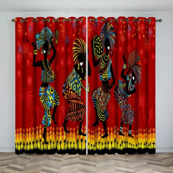 Décoration africaine avec rideaux en tissu colorés et élégants