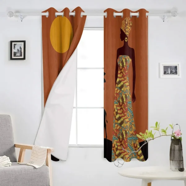 Set de rideaux en tissu africain pour salon moderne