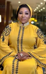 Robe Africaine Jaune avec col brodé