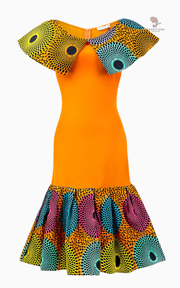 robe-africaine-a-col-volant-1 Robe Africaine à Col Volant pour femme