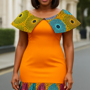 Robe africaine élégante avec col volant