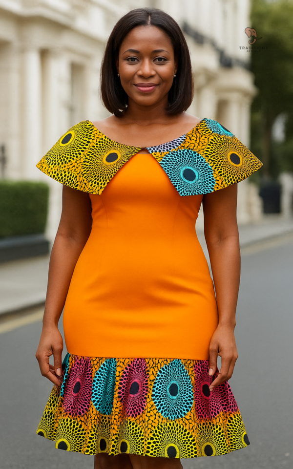 Robe africaine élégante avec col volant