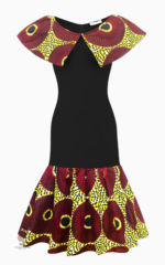 Robe longue avec col volant en tissu africain