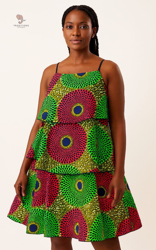 Robe avec volants, style africain pour femme