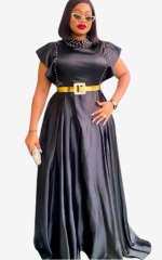 Robe femme africaine colorée avec ceinture décorative