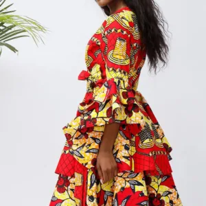 Robe en batik aux motifs africains colorés