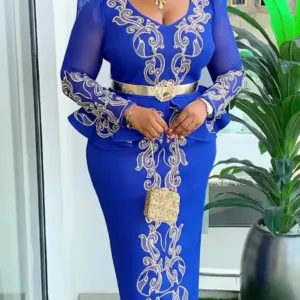 Robe Africaine élégante en blanc doré