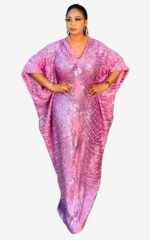 Robe Boubou Rose à Paillettes pour femme