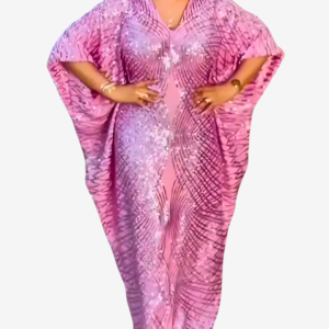 Robe Boubou Rose à Paillettes pour femme