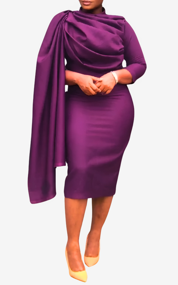 robe-africaine-chic-midi-unie-1 Robe Africaine Chic Midi Unie pour femme