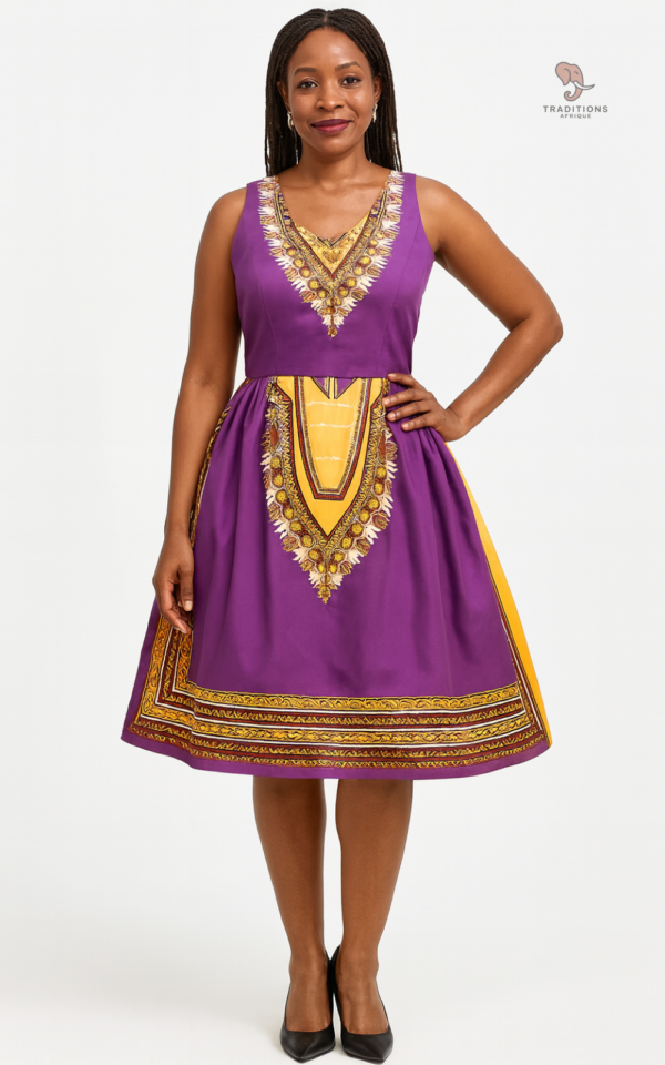 Robe Violette élégante, style africain féminin