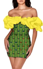 Robe Africaine Courte avec Ceinture