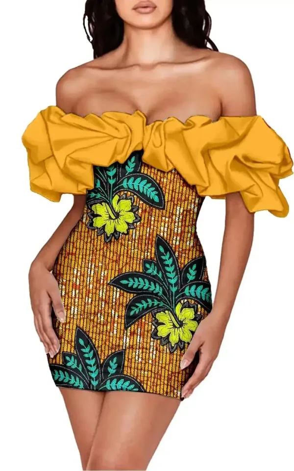 Robe Africaine Courte avec Design Unique