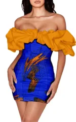 Robe Africaine Courte avec Poignets