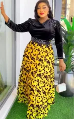 Robe de soirée en velours pour femme, style africain