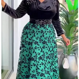 Robe africaine en velours, élégante et féminine