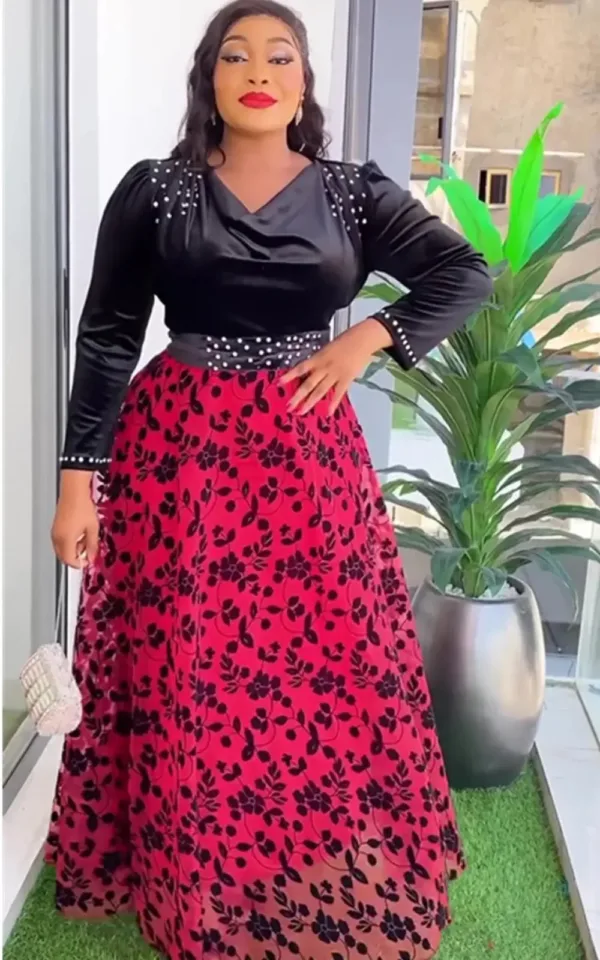 Robe de soirée velours, design africain unique pour femme