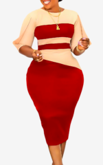 Robe Africaine mi-longue colorée au style moderne