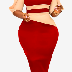 Robe Africaine mi-longue colorée au style moderne