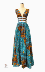 Robe africaine décolleté pour femme, élégante et colorée