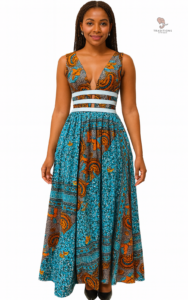 Mode féminine : robe africaine à décolleté, style unique