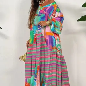 Robe Africaine d'Été Col V pour femme