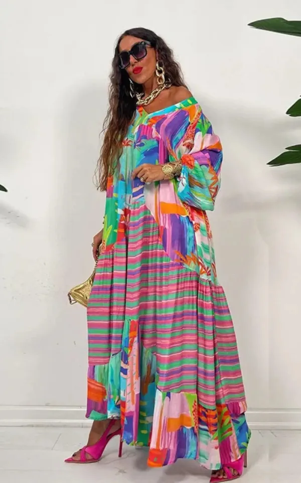 robe-africaine-dete-col-v-1 Robe Africaine d'Été Col V pour femme