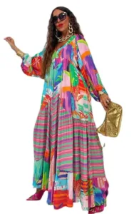 Robe d'été gaie avec col V élégant