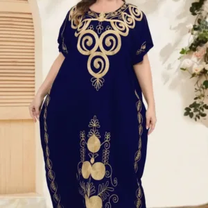 Robe Africaine Coton Noir Doré