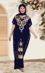 Robe femme africaine en noir et doré
