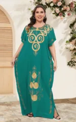 Robe femme en coton, coloris noir et doré