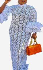 Robe africaine en dentelle blanche pour femme