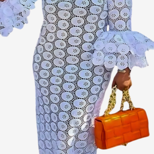 Robe africaine en dentelle blanche pour femme