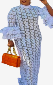 Robe en dentelle élégante, style africain féminin