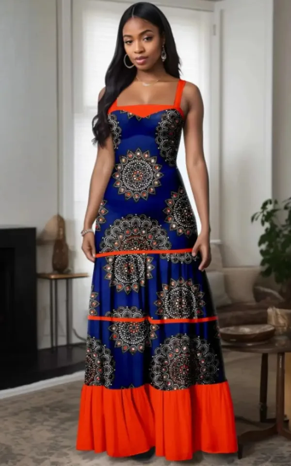 Robe africaine à manches courtes