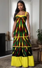 Robe femme en pagne avec ceinture