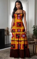 Robe en pagne aux motifs colorés