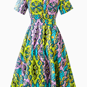 Robe femme avec motifs africains colorés