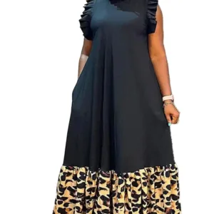 Robe Africaine Femme Léopard Noire