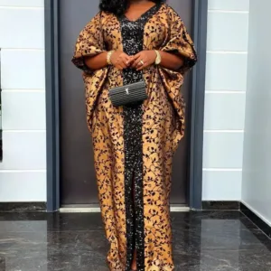 Robe Africaine Femme Ocre élégante et colorée