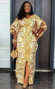 Robes femme en tissu africain, teinte ocre