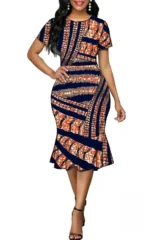 Robe ronde femme, motifs culturels africains