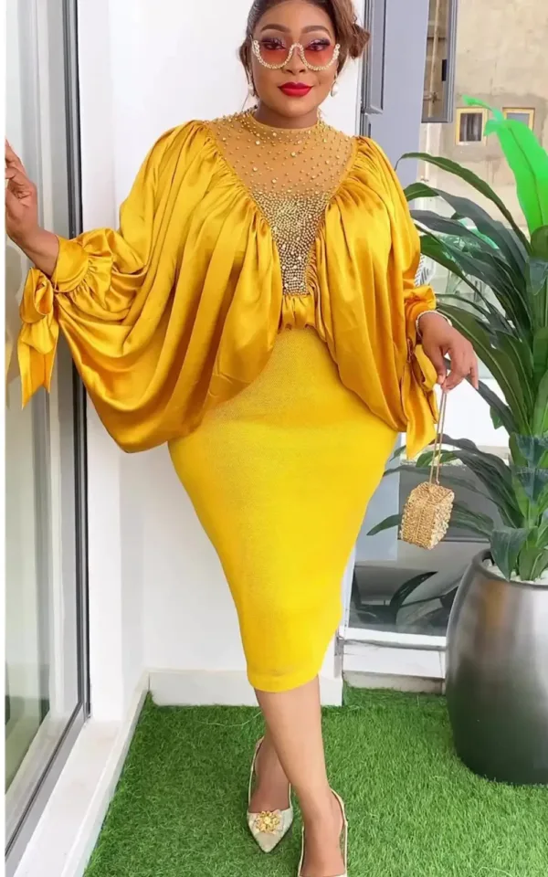 robe-africaine-jaune-1 Robe Africaine Jaune pour femme